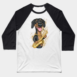 Dachshund Saxophone Player Baseball T-Shirt